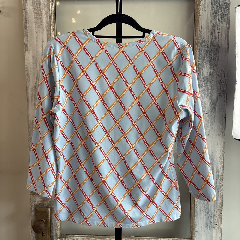 J. Mclaughlin Signature Catalina Cloth Bamboo Sticks T-Shirt Tee Top Size Large - Picture 9 of 12